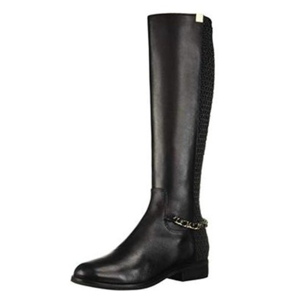 Cole Haan Black Leather Knee-High Heeled Boots